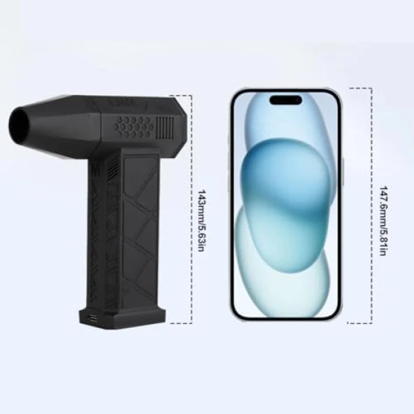 Mini Turbo Jet Fan, 130000 RPM Şarj Edilebilir Turbo Şiddetli Fan, Fırçasız Motor Jet Fan - Resim 5