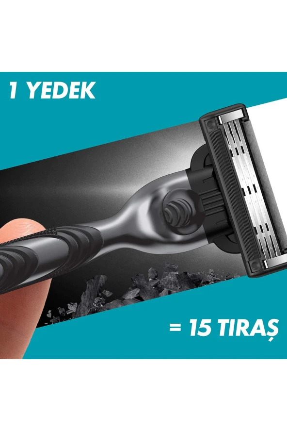 Gillette Mach3 Charcoal 2'li Yedek Tıraş Bıçağı - 6
