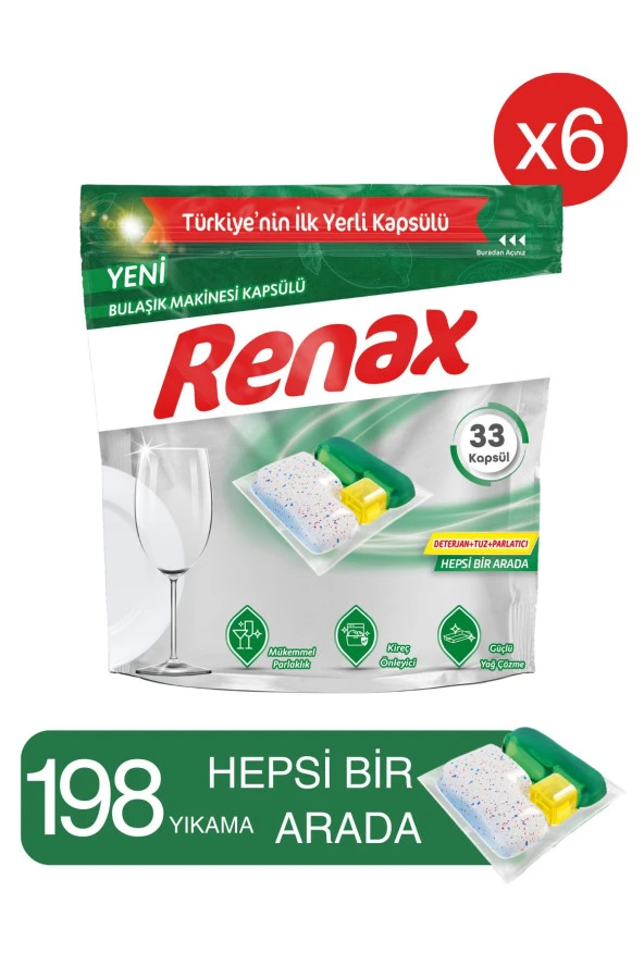 RENAX Bulaşık Makinesi Tableti 33 Lu 6 Paket