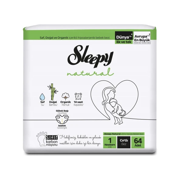 Sleepy Natural 1 Numara Yenidoğan 64'lü Bebek Bezi