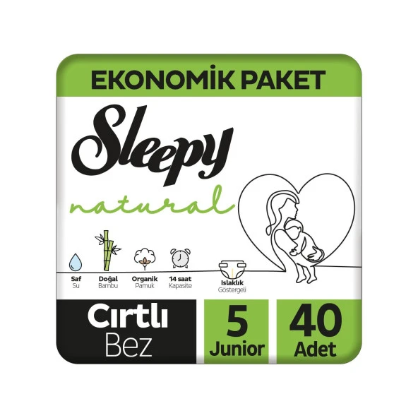 Sleepy Natural 5 Numara Junior 40'Lı Bebek Bezi