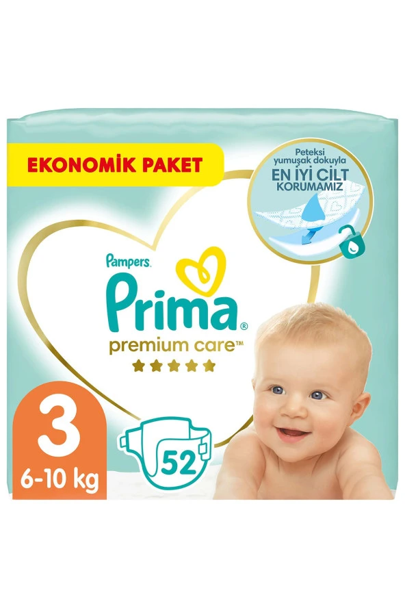 Prima Premium Care 3 Numara Midi 52'Li Bebek Bezi