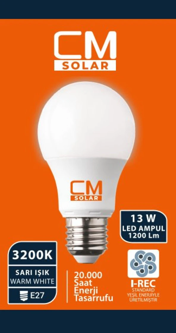 CMSOLAR 13w Led Ampul E27 Duy 3200K Sarı Işık