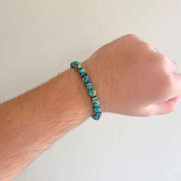 Apatit Doğal Taş Erkek Bileklik  EBLK-269 - Resim 2