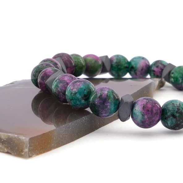 Akik Doğal Taş Erkek Bileklik  EBLK-265 - Resim 4