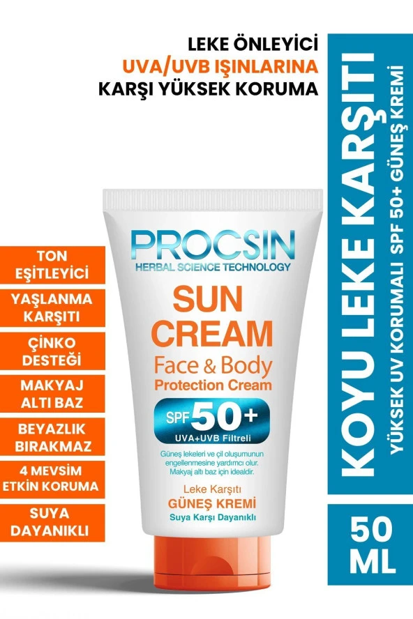 PROCSIN GÜNEŞ KREMİ FACE & BODY 50+SPF 50ML*125