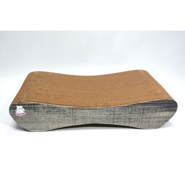 Dekoratif Karton Kedi Tırmalama Kanepesi 2'li Set - Small & Large - Antrasit Ahşap Desen - 5