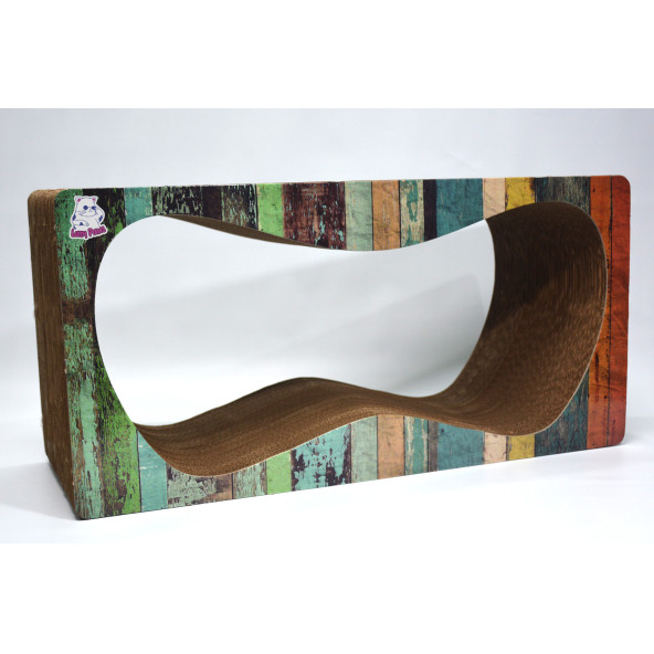 Dekoratif Karton Kedi Tırmalama Kanepesi (68x24x33 cm) - X-Large - Çizgili Desen - 2