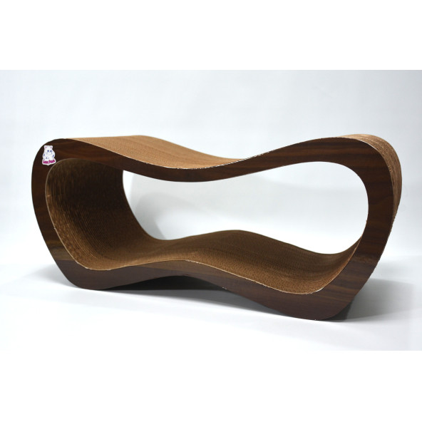Dekoratif Karton Kedi Tırmalama Kanepesi (59x24x26 cm) - Large - Koyu Ahşap Desen - 3