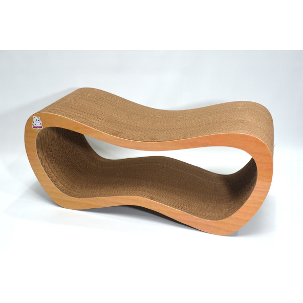 Dekoratif Karton Kedi Tırmalama Kanepesi (59x24x26 cm) - Large - Ahşap Desen - 3