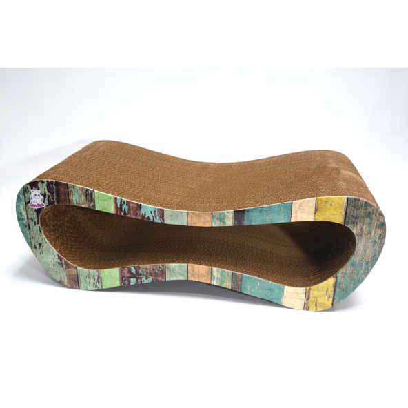 Dekoratif Karton Kedi Tırmalama Kanepesi (51,5x24x17 cm) - Medium - Çizgili Desen - 3