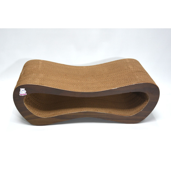 Dekoratif Karton Kedi Tırmalama Kanepesi (51,5x24x17 cm) - Medium - Koyu Ahşap Desen - 4