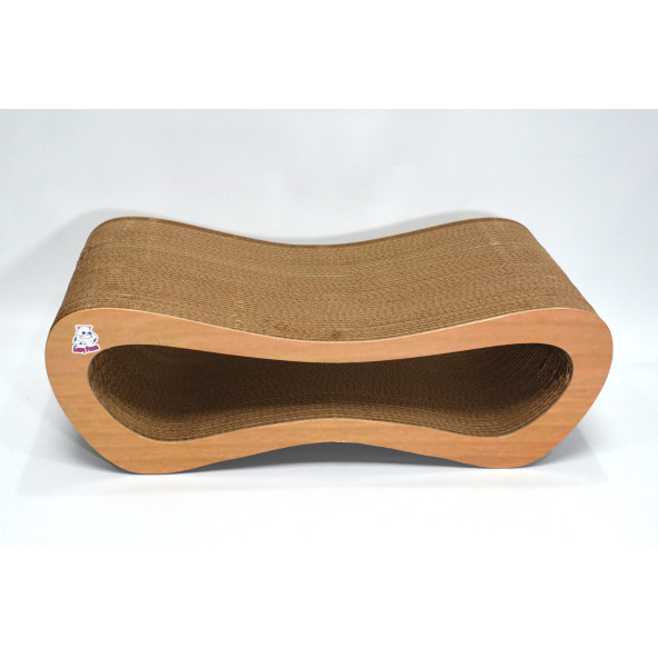 Dekoratif Karton Kedi Tırmalama Kanepesi (51,5x24x17 cm) - Medium - Ahşap Desen - 4