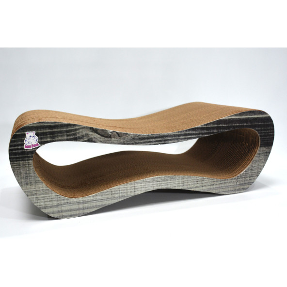 Dekoratif Karton Kedi Tırmalama Kanepesi (51,5x24x17 cm) - Medium - Antrasit Ahşap Desen - 2