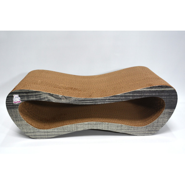 Dekoratif Karton Kedi Tırmalama Kanepesi (51,5x24x17 cm) - Medium - Antrasit Ahşap Desen - 4