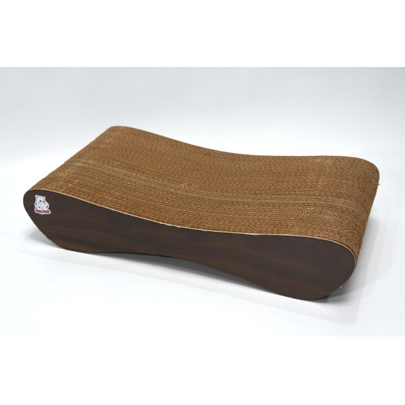 Dekoratif Karton Kedi Tırmalama Kanepesi (43x24x8,5 cm) - Small - Koyu Ahşap Desen - 3