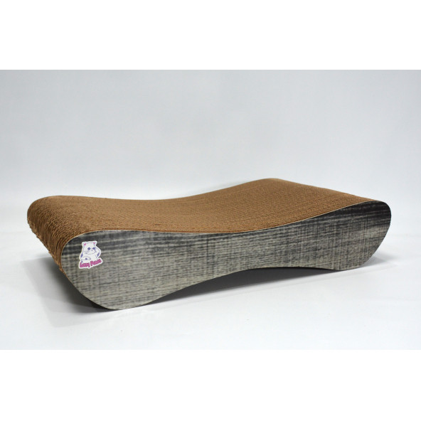 Dekoratif Karton Kedi Tırmalama Kanepesi (43x24x8,5 cm) - Small - Antrasit Ahşap Desen - 2