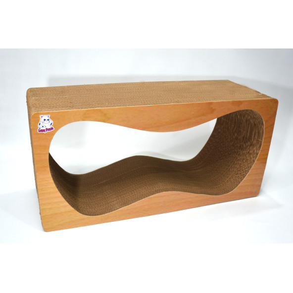 Dekoratif Karton Kedi Tırmalama Kanepesi (68x24x33 cm) - X-Large - Ahşap Desen - 2