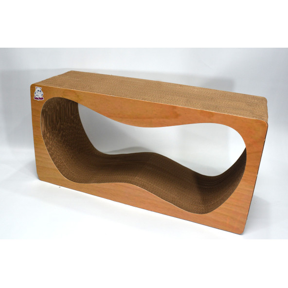 Dekoratif Karton Kedi Tırmalama Kanepesi (68x24x33 cm) - X-Large - Ahşap Desen - 3