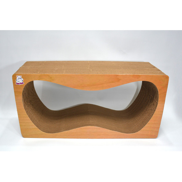 Dekoratif Karton Kedi Tırmalama Kanepesi (68x24x33 cm) - X-Large - Ahşap Desen - 4