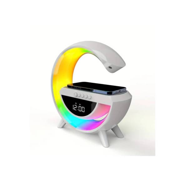 QASUL BLUETOOTH G HOPARLÖR RGB LED IŞIKLI SPEAKER ALARM SAAT FM RADYO AUX USB SD KART WİRELESS ŞARJ - 2