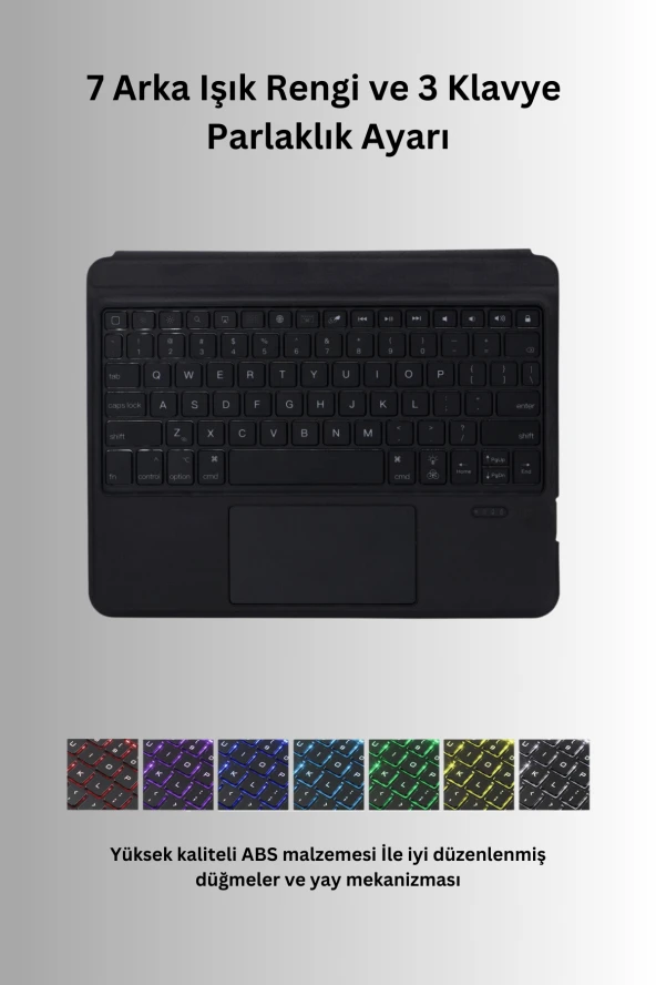 Qpen iPad Pro 11 inç (2018) Uyumlu İnter Ledli Klavyeli Tablet Kılıf - Resim 3