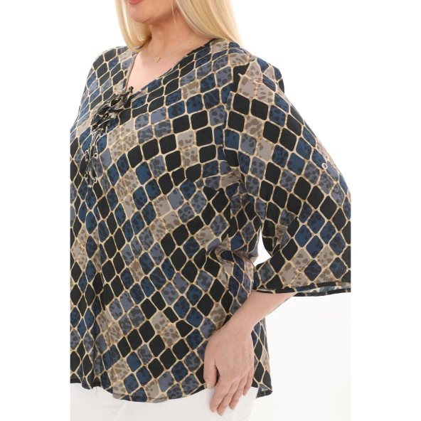 1. Kalite %100 Viskon Büyük Beden Bluz - 4