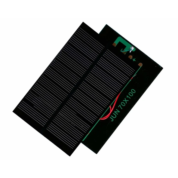 Küçük Mini Güneş Paneli 7cmX10cm 6 Volt 0,15 Amper + ve - Kablolu