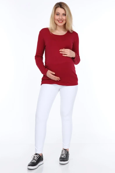 IŞŞIL 3131-Büzgülü Uzun Kol Hamile T-Shirt - 4