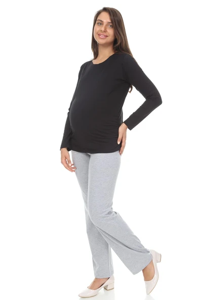 IŞŞIL 3131-Büzgülü Uzun Kol Hamile T-Shirt - 11