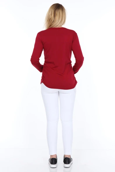 IŞŞIL 3131-Büzgülü Uzun Kol Hamile T-Shirt - 6