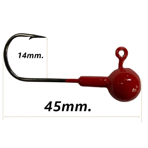 Powerex Jig Head No:3/0  10gr  Zoka İğne  Kırmızı (2Adet)