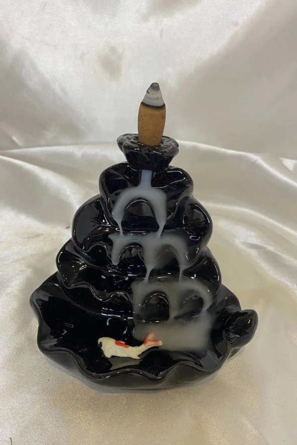 Geri Akış Tütsülük Ters Akış Şelale Kaliteli Seramik Siyah Japon Balık - Resim 3