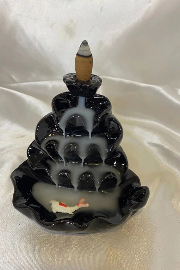 Geri Akış Tütsülük Ters Akış Şelale Kaliteli Seramik Siyah Japon Balık - Resim 4