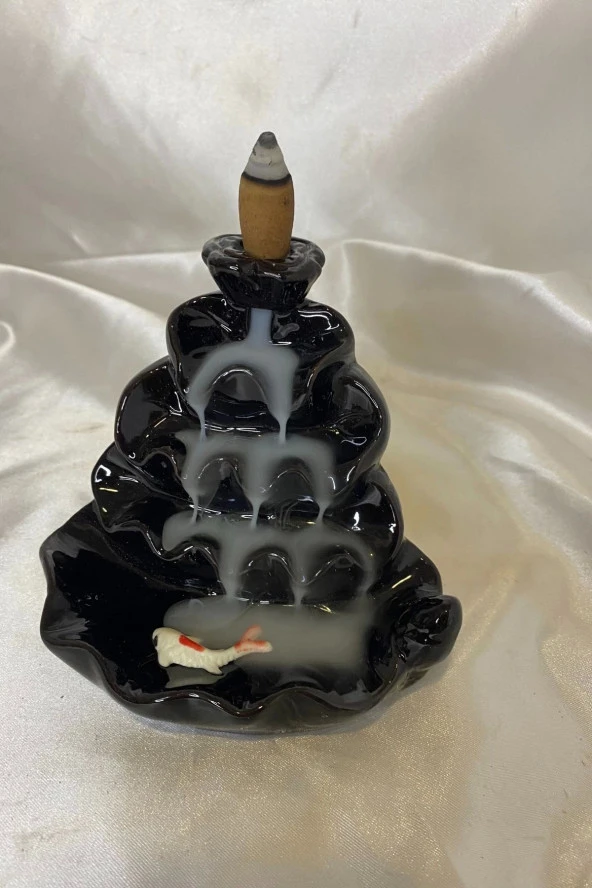 Geri Akış Tütsülük Ters Akış Şelale Kaliteli Seramik Siyah Japon Balık - Resim 5