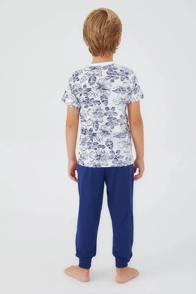 U.S. Polo Assn. 1358 Garson Flowered Erkek Çocuk Kısa Kol Pijama Takım - Resim 10