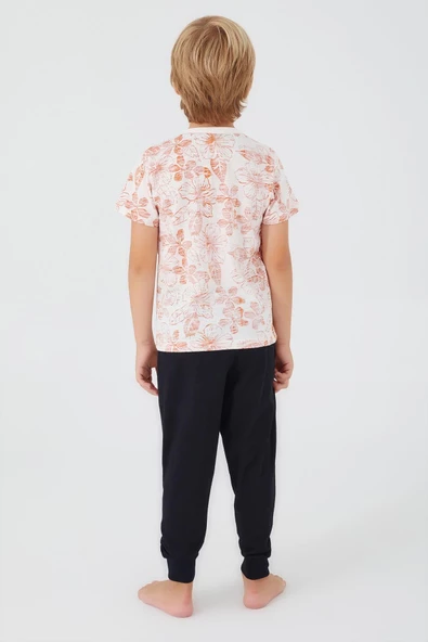 U.S. Polo Assn. 1358 Garson Flowered Erkek Çocuk Kısa Kol Pijama Takım - 5