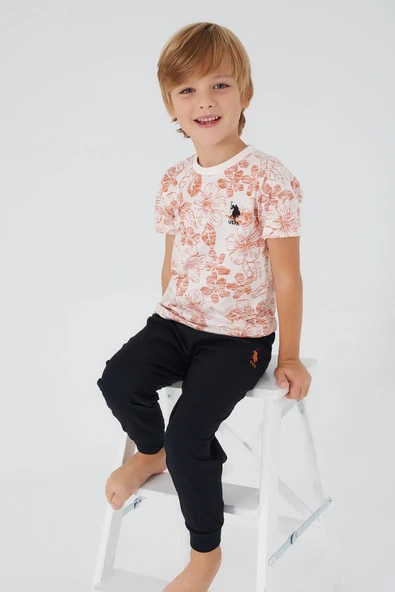 U.S. Polo Assn. 1358 Garson Flowered Erkek Çocuk Kısa Kol Pijama Takım ürün görseli
