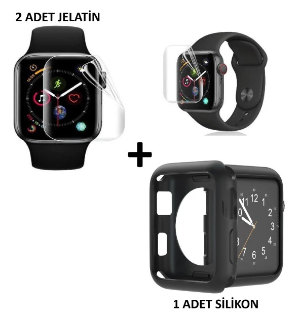 TFY Store Watch 9 45mm Uyumlu  2 Adet Şeffaf koruyucu Nano Jelatin+Silikon Kılıf  Tam koruma