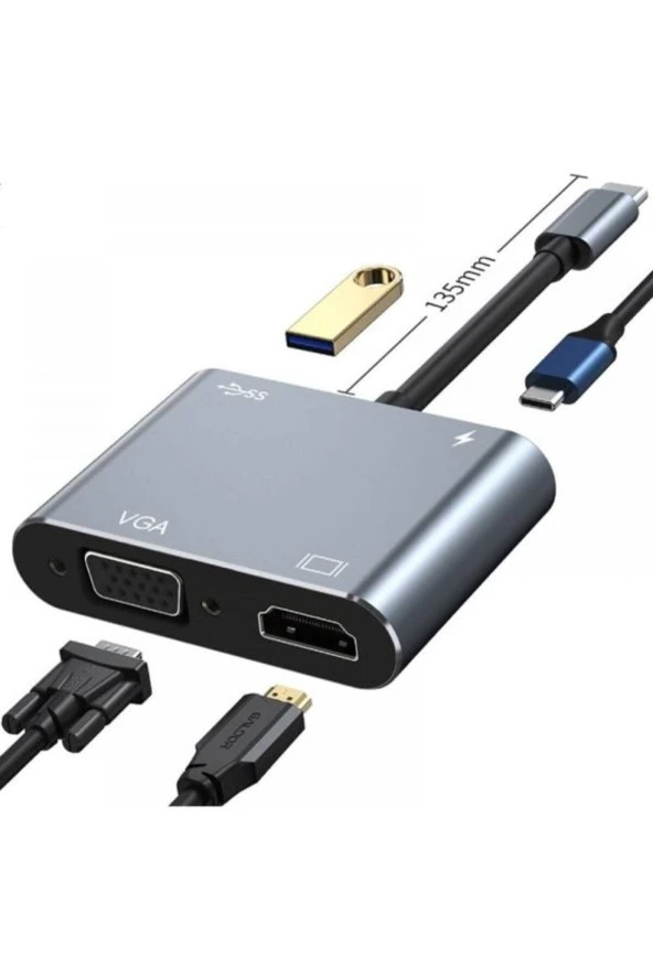 Type C Hub 4 In 1 Type-c To 4k Hdmı Usb 3.0 Type-c Multiport Type-c Hub Çoğaltıcı