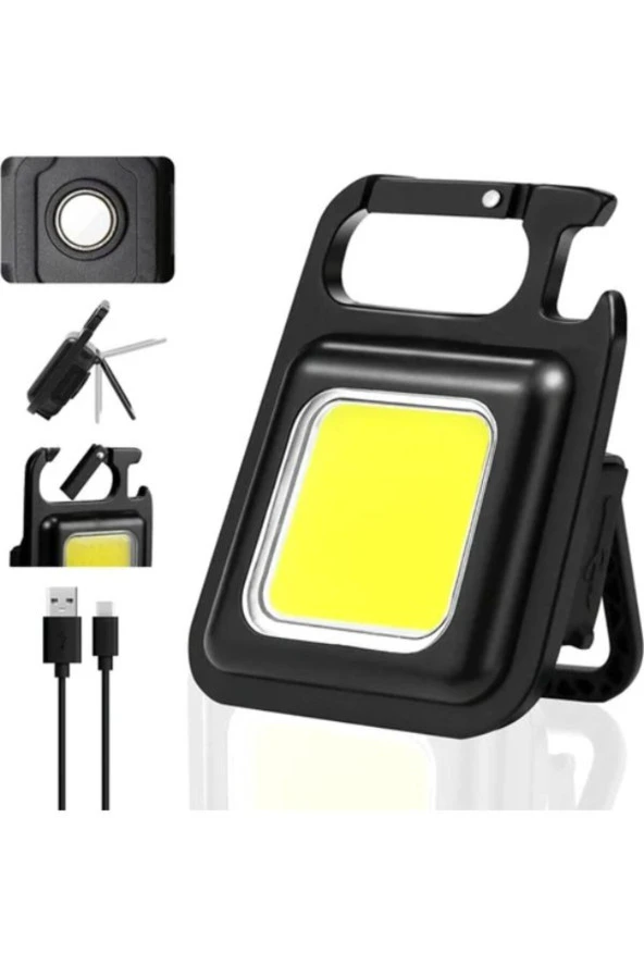 Mini Cob 30 Led METAL KASA Şarj Edilebilir El Feneri, Çok Fonksiyonlu Taşınabilir Cep Lambası METAL