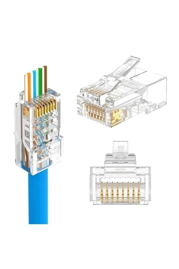 Rj45 Cat6 Yeni Nesil Delikli Jack Konnektör - Yeni Nesil Ez Delikli Rj45 Network Jack 100 Adet