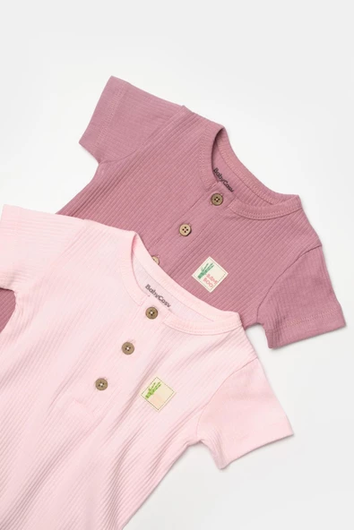 Bebek 2'li Kısa Kollu Tulum, %50 Bambu - %50 Organik Pamuk, Bebek ve Yenidoğan Serisi - CSYB9036 - 7