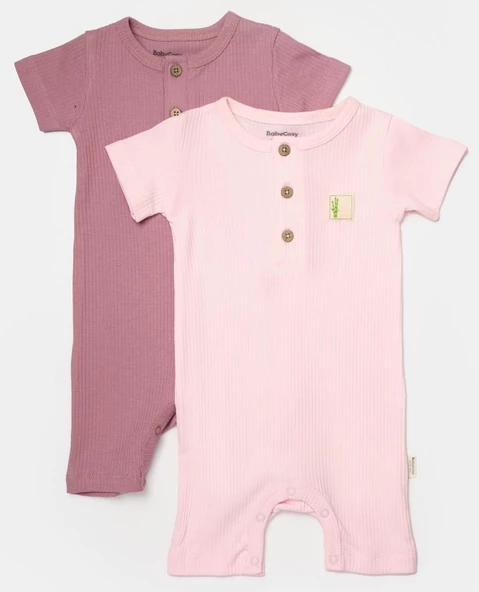 Bebek 2'li Kısa Kollu Tulum, %50 Bambu - %50 Organik Pamuk, Bebek ve Yenidoğan Serisi - CSYB9036 - 2