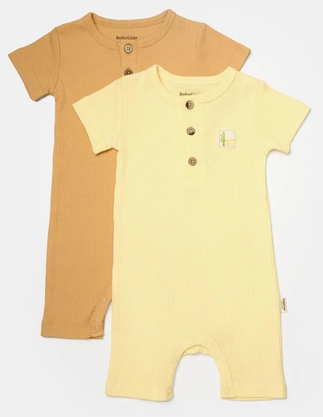 Bebek 2'li Kısa Kollu Tulum, %50 Bambu - %50 Organik Pamuk, Bebek ve Yenidoğan Serisi - CSYB9037 - 2