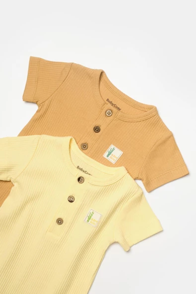 Bebek 2'li Kısa Kollu Tulum, %50 Bambu - %50 Organik Pamuk, Bebek ve Yenidoğan Serisi - CSYB9037 - 7