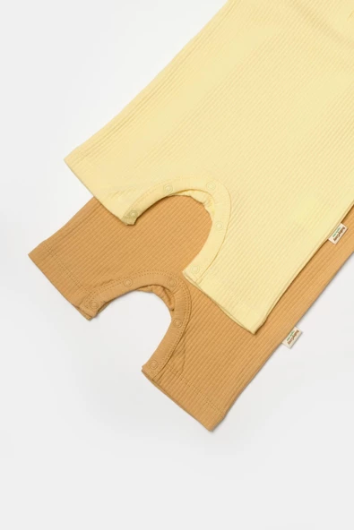 Bebek 2'li Kısa Kollu Tulum, %50 Bambu - %50 Organik Pamuk, Bebek ve Yenidoğan Serisi - CSYB9037 - 8