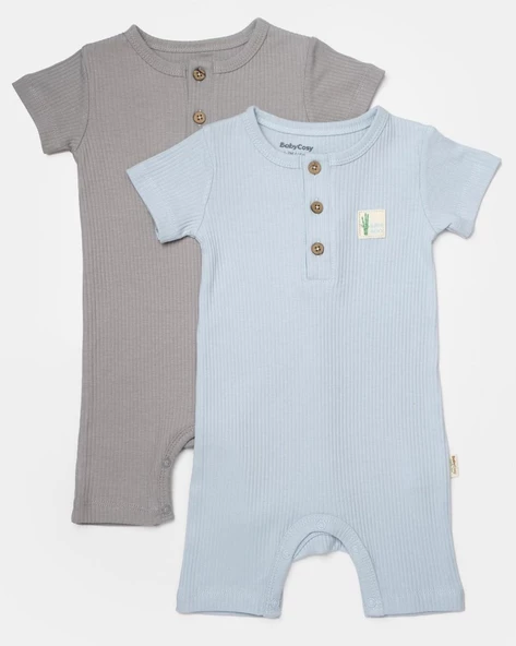 Bebek 2'li Kısa Kollu Tulum, %50 Bambu - %50 Organik Pamuk, Bebek ve Yenidoğan Serisi - CSYB9038 - 2