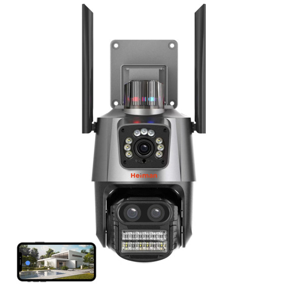 Heiman HM-42 6MP 8X Zoom Wifi Onvif 2 Kameralı Dış Mekan PTZ Kamera