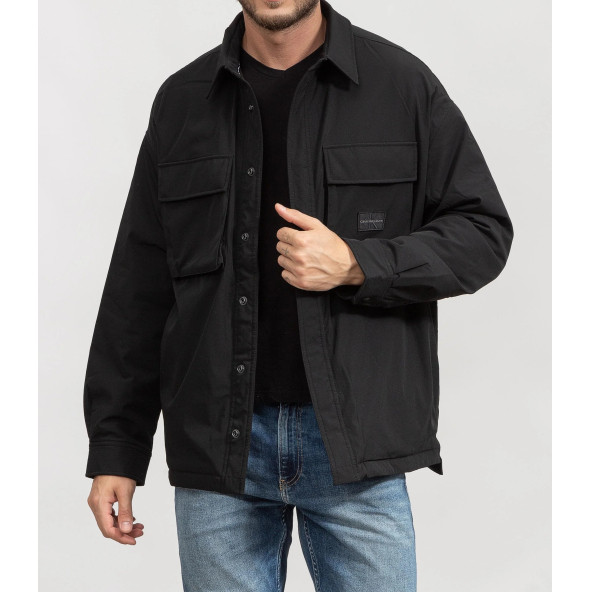 Calvin Klein Fleece Lined Cargo Overshirt Erkek Mont